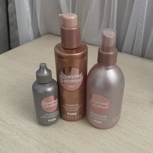 Victoria Secret PINK Bronzed Coconut tanning oils and water BRAND NEW